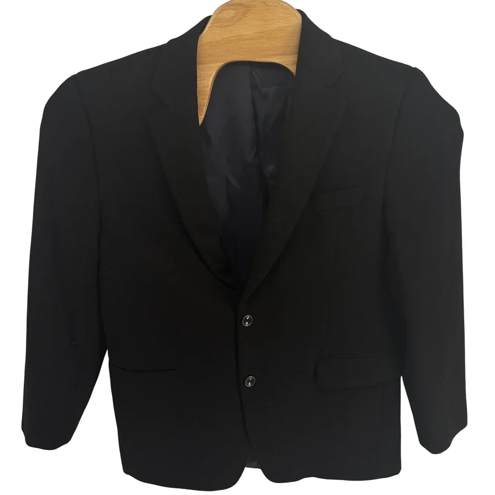 Nautica Mens 40R Black Wool Silk Cashmere Blend Two Button Blazer Sport Coat
